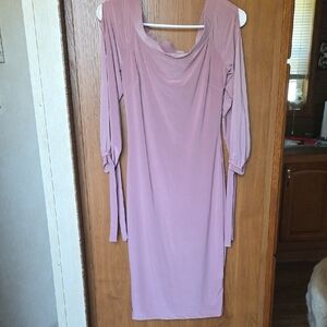 Fashion Nova Dusty Pink Long Sleeve Dress